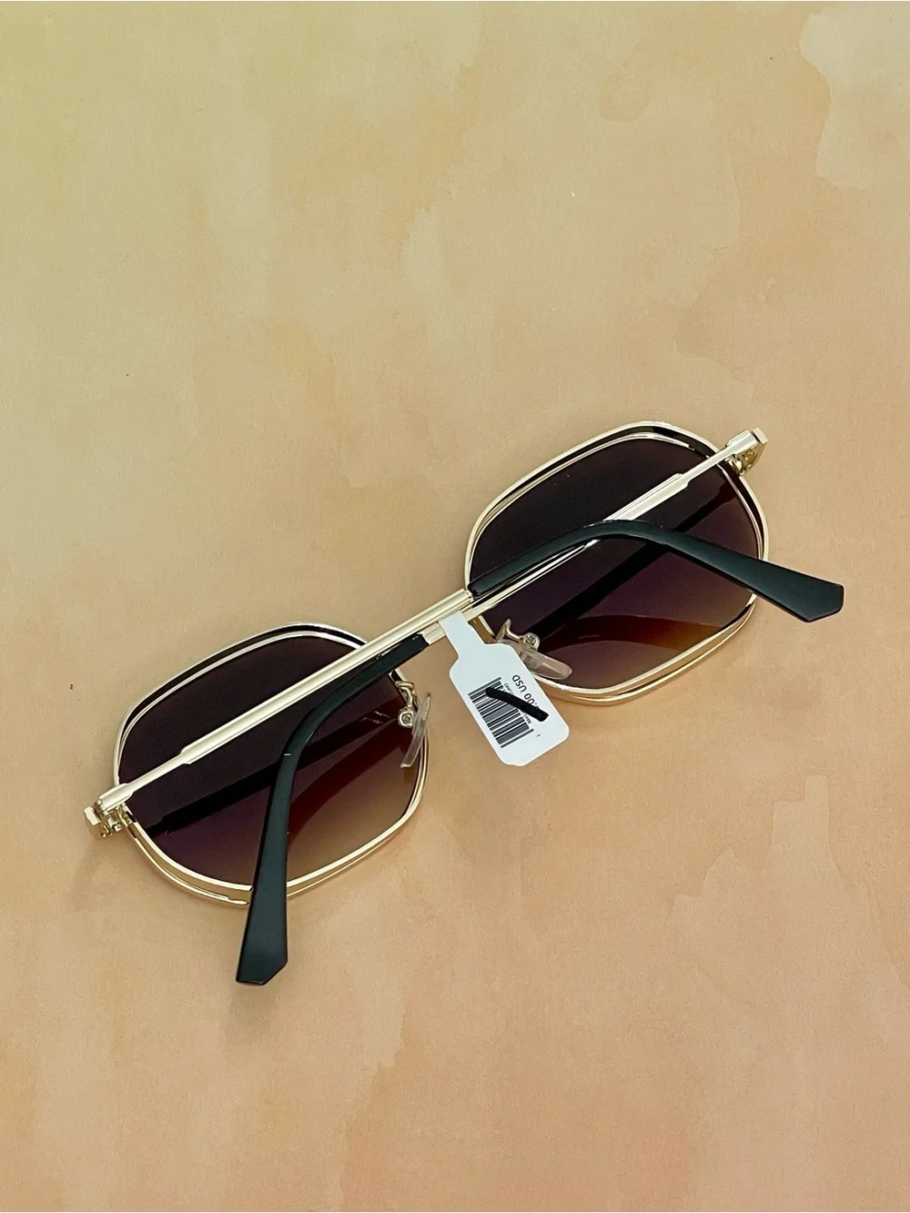 Free People Gold Doble Frame Brown Lens Square-Rounded Sunglasses - Picture 5 of 13